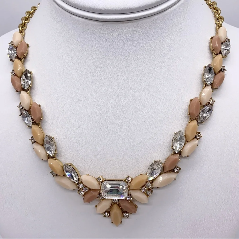J. Crew Tan Peach Jeweled Necklace